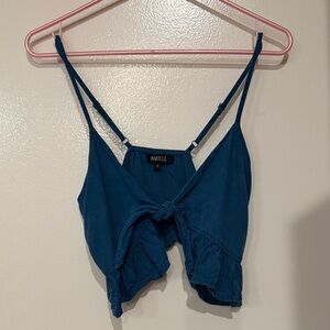 Swell blue Ruffle Tie Crop Top